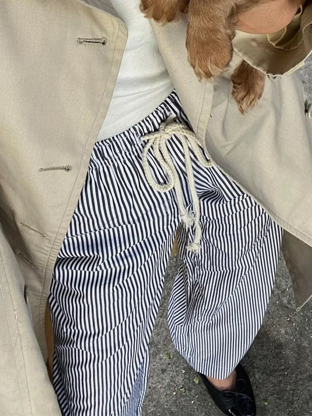 Striped Summer Loose Long Drawstring Pant image 1