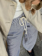 Striped Summer Loose Long Drawstring Pant image 1
