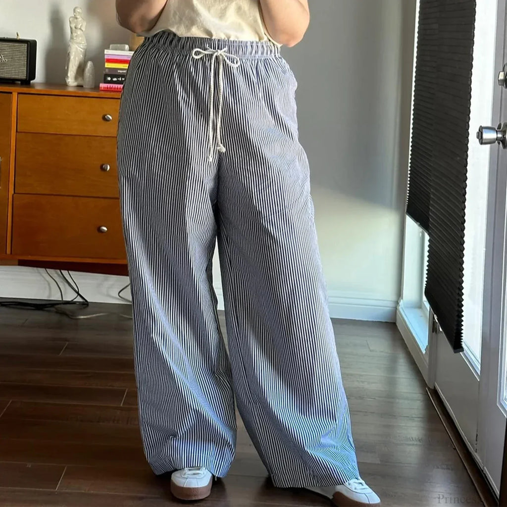 Striped Summer Loose Long Drawstring Pant image 4