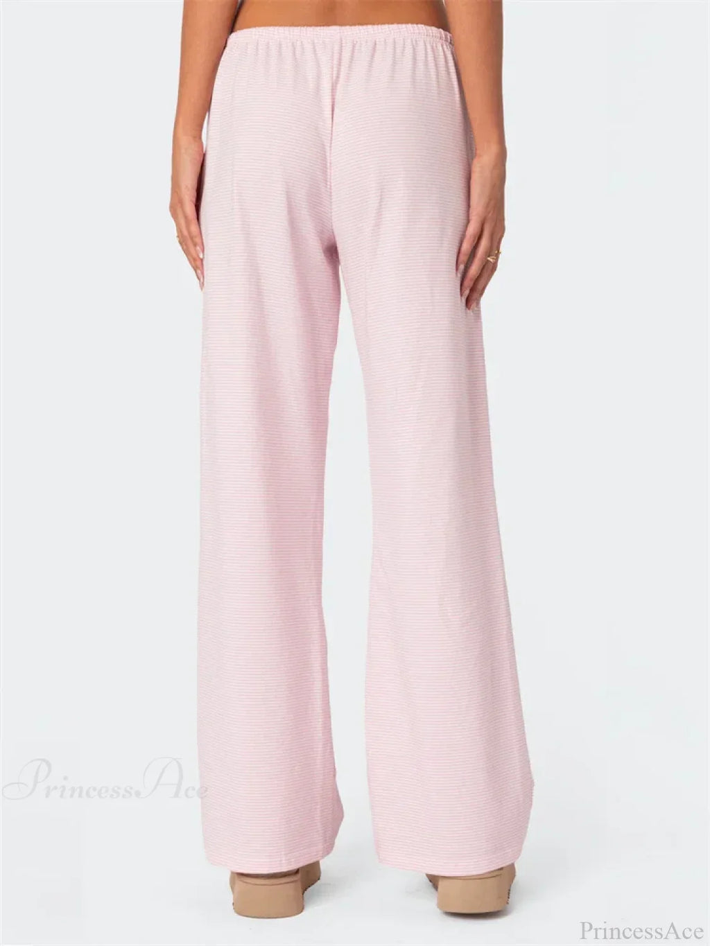 Striped Tie-Up Elastic Waist Loose Casual Pant image 6