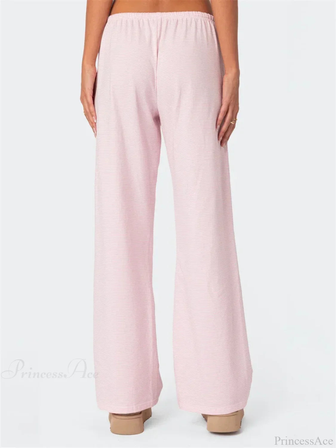 Striped Tie-Up Elastic Waist Loose Casual Pant image 6