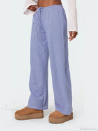 Striped Tie-Up Elastic Waist Loose Casual Pant image 2