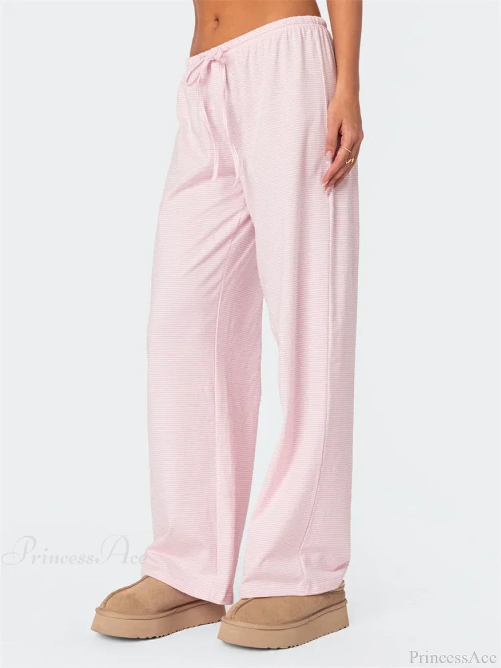 Striped Tie-Up Elastic Waist Loose Casual Pant image 5