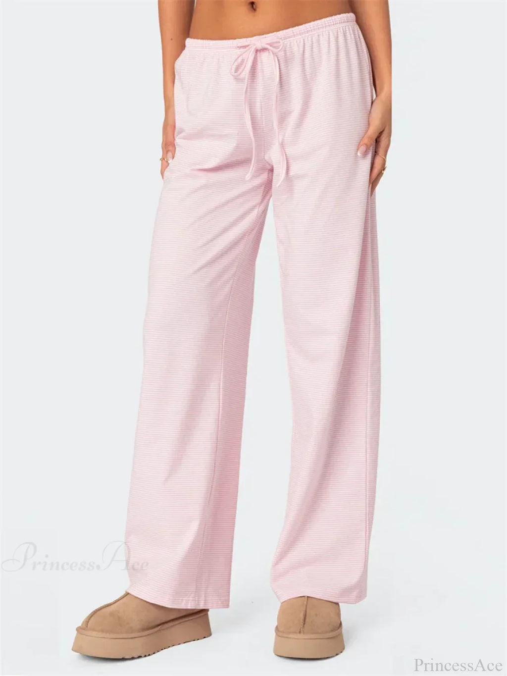 Striped Tie-Up Elastic Waist Loose Casual Pant image 4
