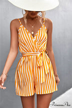 Striped V Neck Cami Rompers image 5
