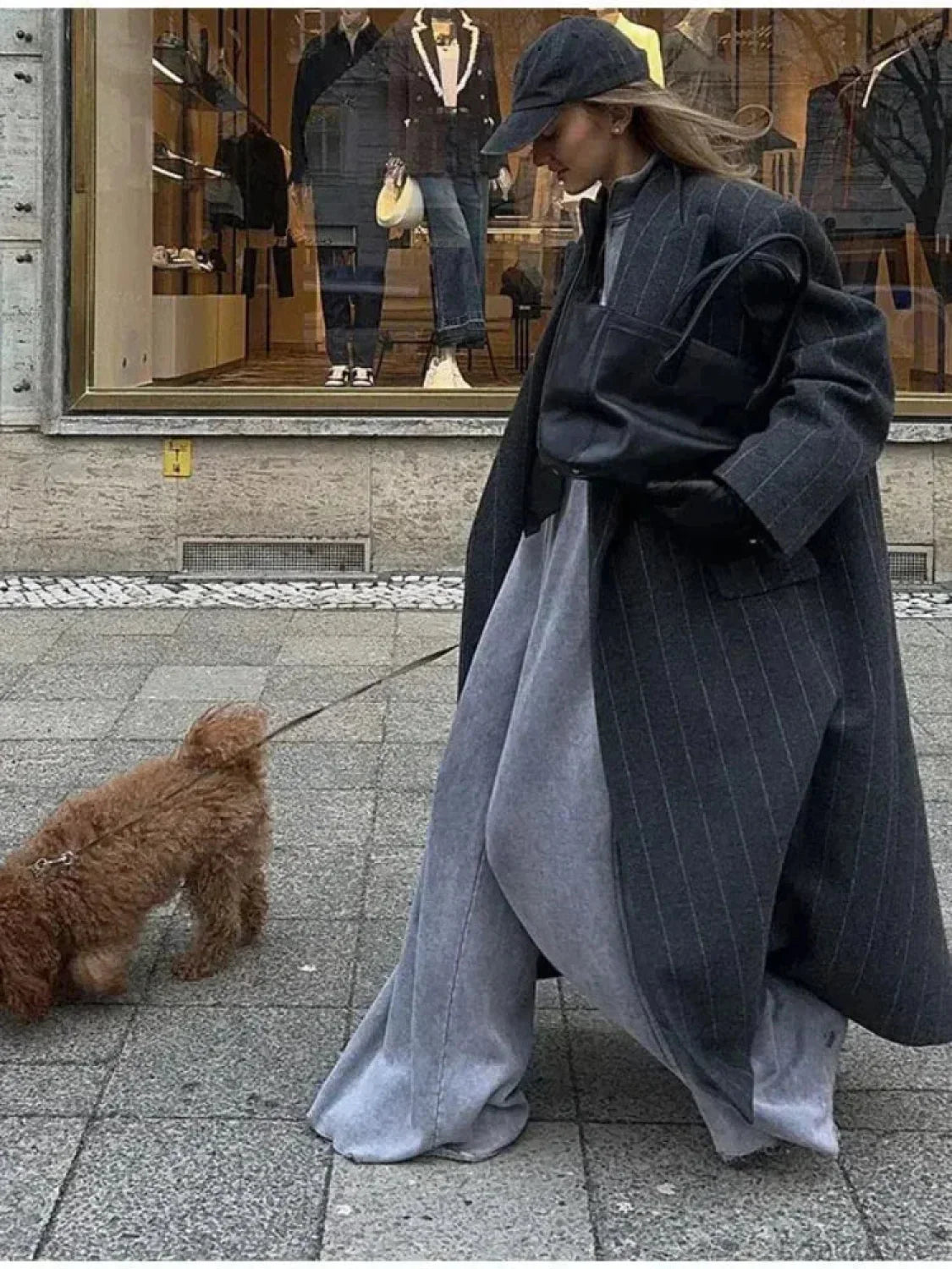 Striped Vintage Loose Lapel Woolen Overcoat image 6