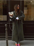 Striped Vintage Loose Lapel Woolen Overcoat image 1