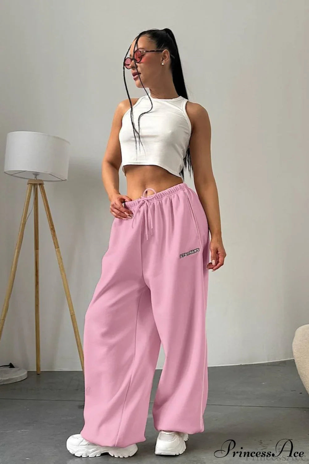 Striped Wide Leg Drapey Convertible Cuffed Pants image 1
