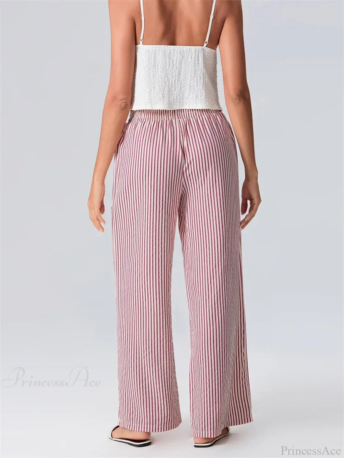 Striped Wide Leg Elastic Waist Loose Street Pant image 3