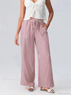 Striped Wide Leg Elastic Waist Loose Street Pant image 1