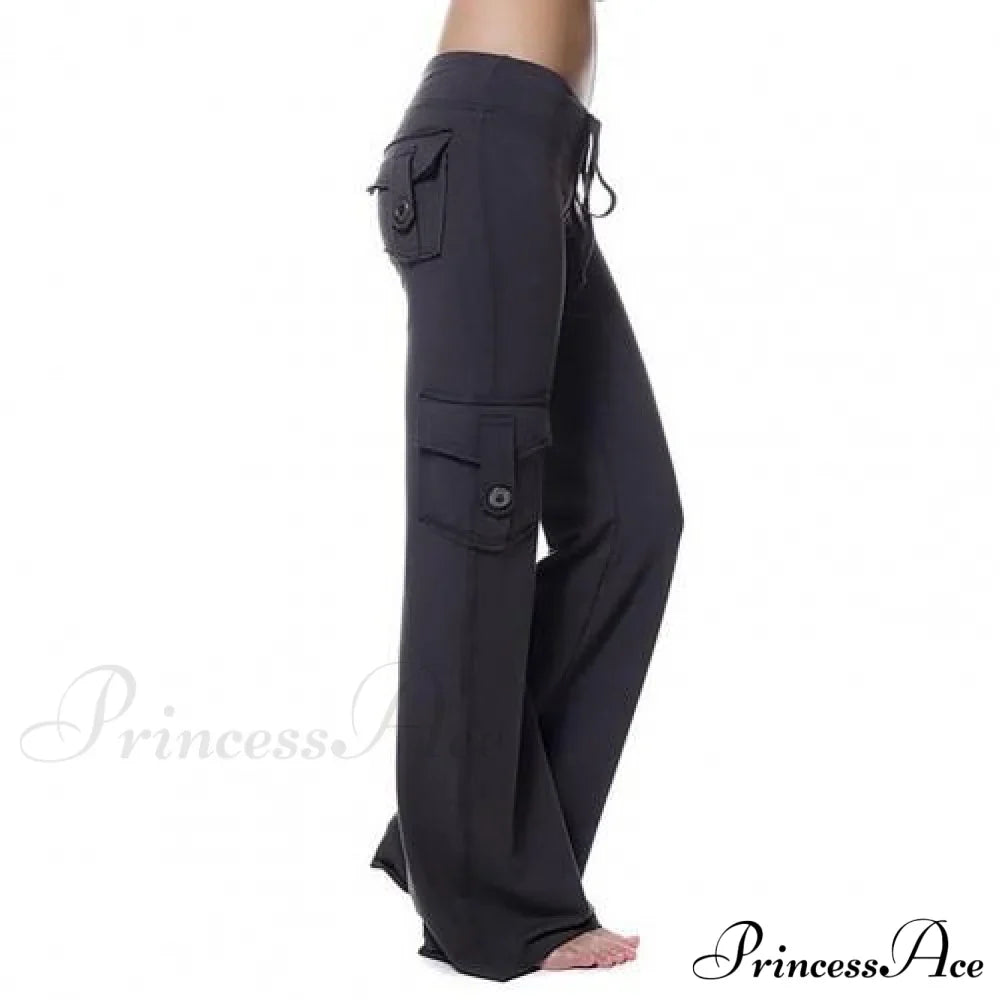 Strong Elastic Wide Leg Soft Sports Drawstring Straight Cargo Pants image 1