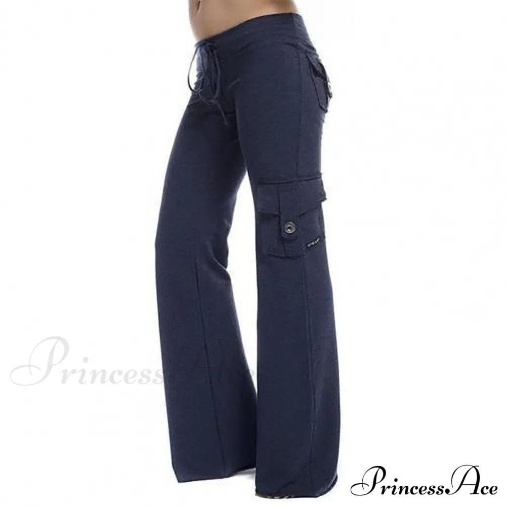 Strong Elastic Wide Leg Soft Sports Drawstring Straight Cargo Pants image 2