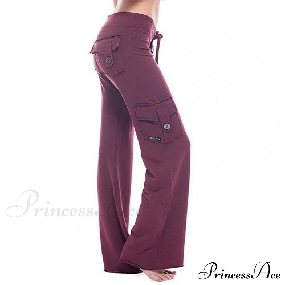 Strong Elastic Wide Leg Soft Sports Drawstring Straight Cargo Pants image 6