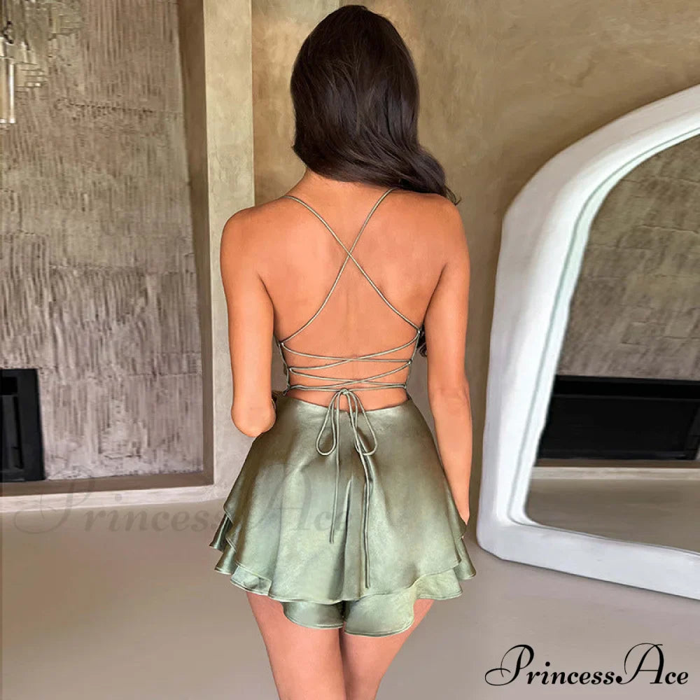 Stunning In Stylish Satin Skater Dress image 2
