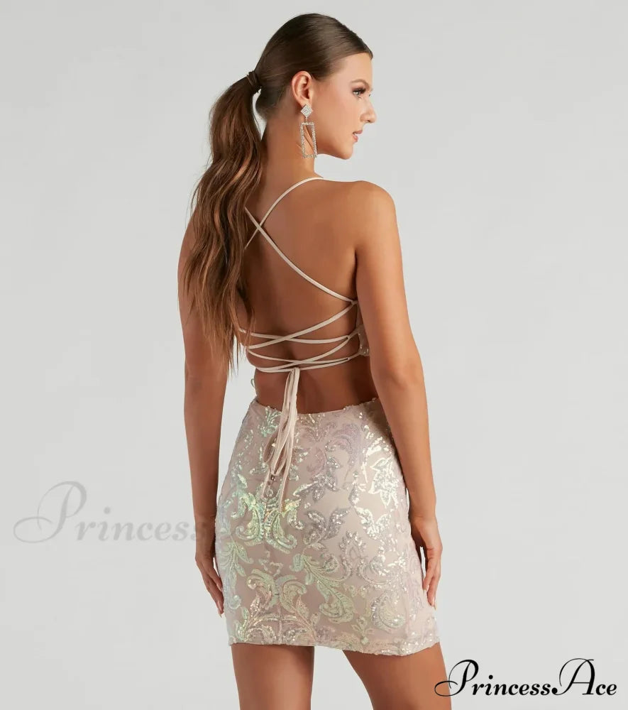 Stunning Iridescent Stylish Sequin Mini Dress image 4