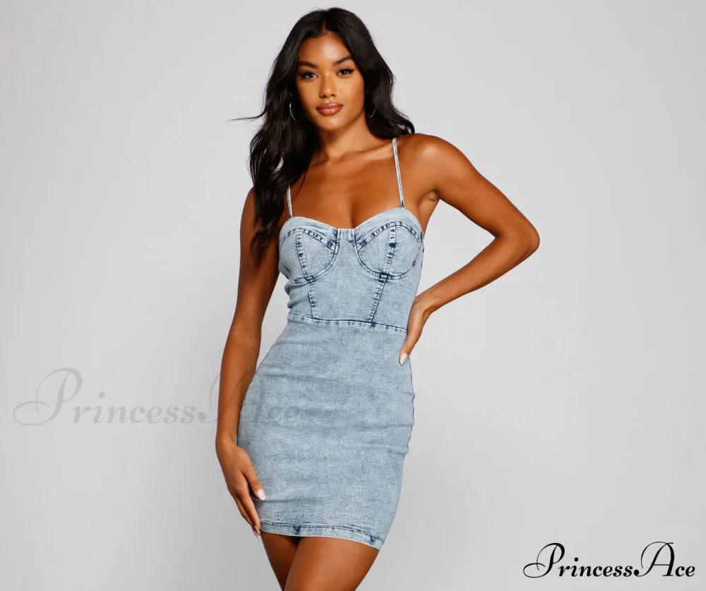 Style Icon Stylish Denim Mini Dress image 1