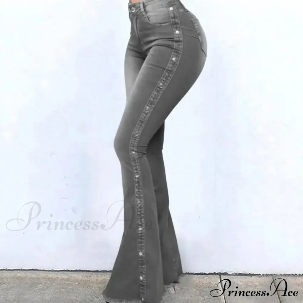 Stylish Flare Control Tummy Skin-Touch Skinny Women Wide Leg Flare Denim Trousers Jeans image 6