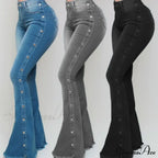 Stylish Flare Control Tummy Skin-Touch Skinny Women Wide Leg Flare Denim Trousers Jeans image 2