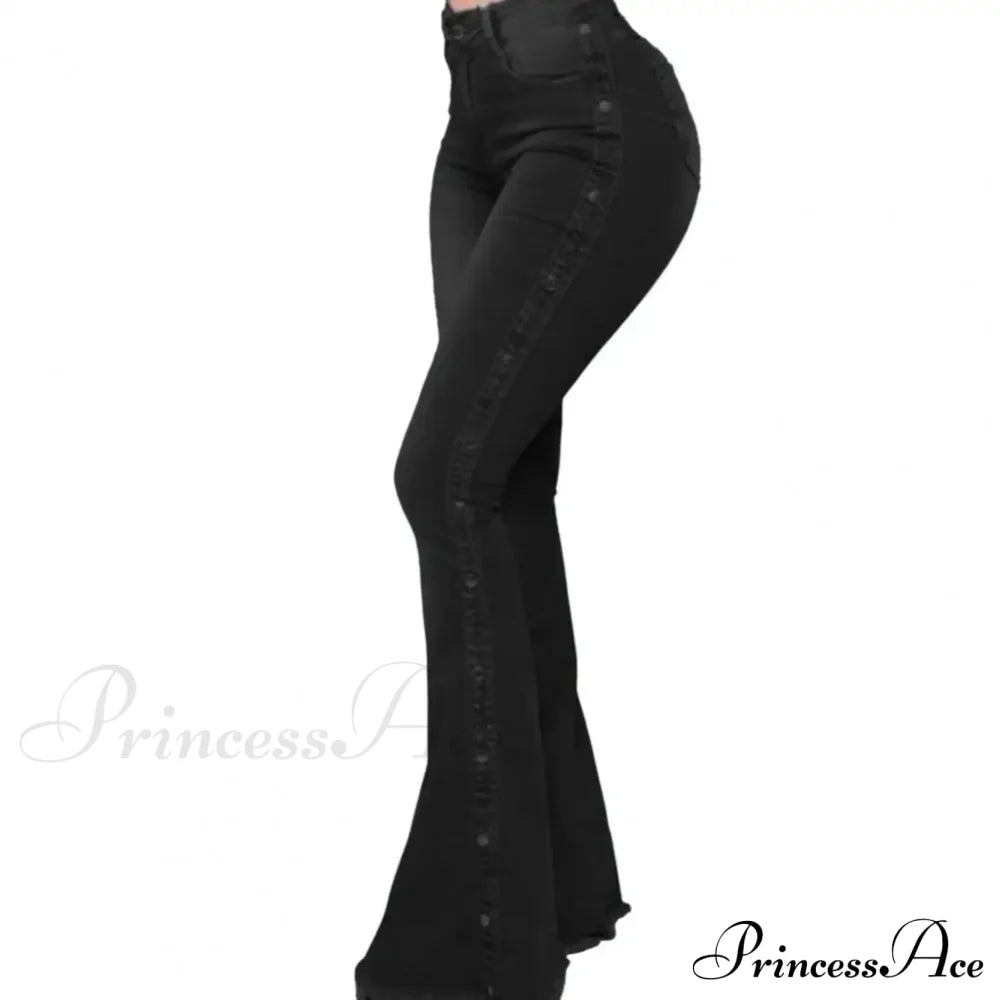 Stylish Flare Control Tummy Skin-Touch Skinny Women Wide Leg Flare Denim Trousers Jeans image 4