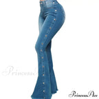 Stylish Flare Control Tummy Skin-Touch Skinny Women Wide Leg Flare Denim Trousers Jeans image 7