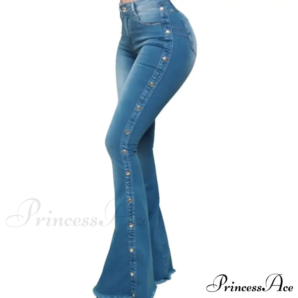 Stylish Flare Control Tummy Skin-Touch Skinny Women Wide Leg Flare Denim Trousers Jeans image 7