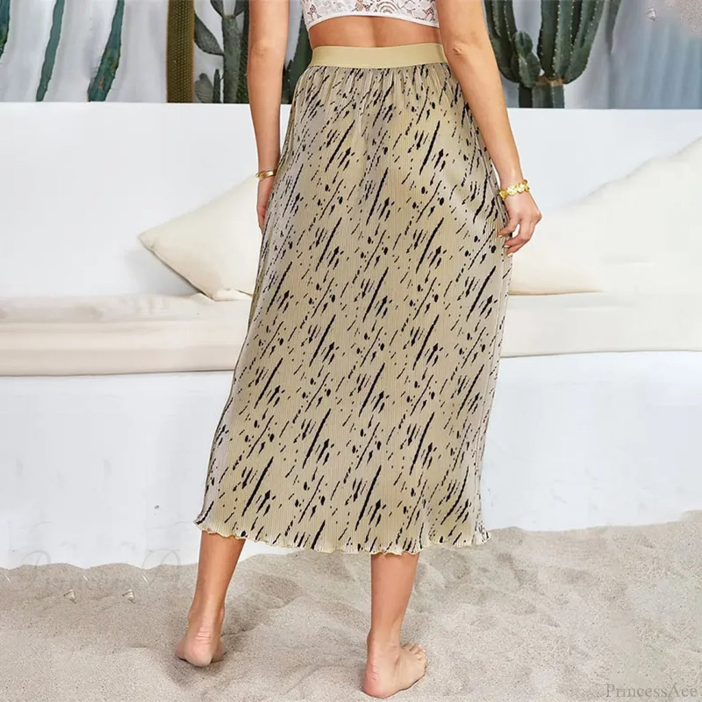 Stylish Floral Printed Tulle High Waist Loose Umbrella Skirt image 3