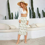 Stylish Floral Printed Tulle High Waist Loose Umbrella Skirt image 1