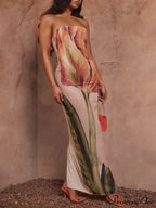 Stylish Graffiti Print Charming Sleeveless Off-Shoulder Maxi Dress image 2