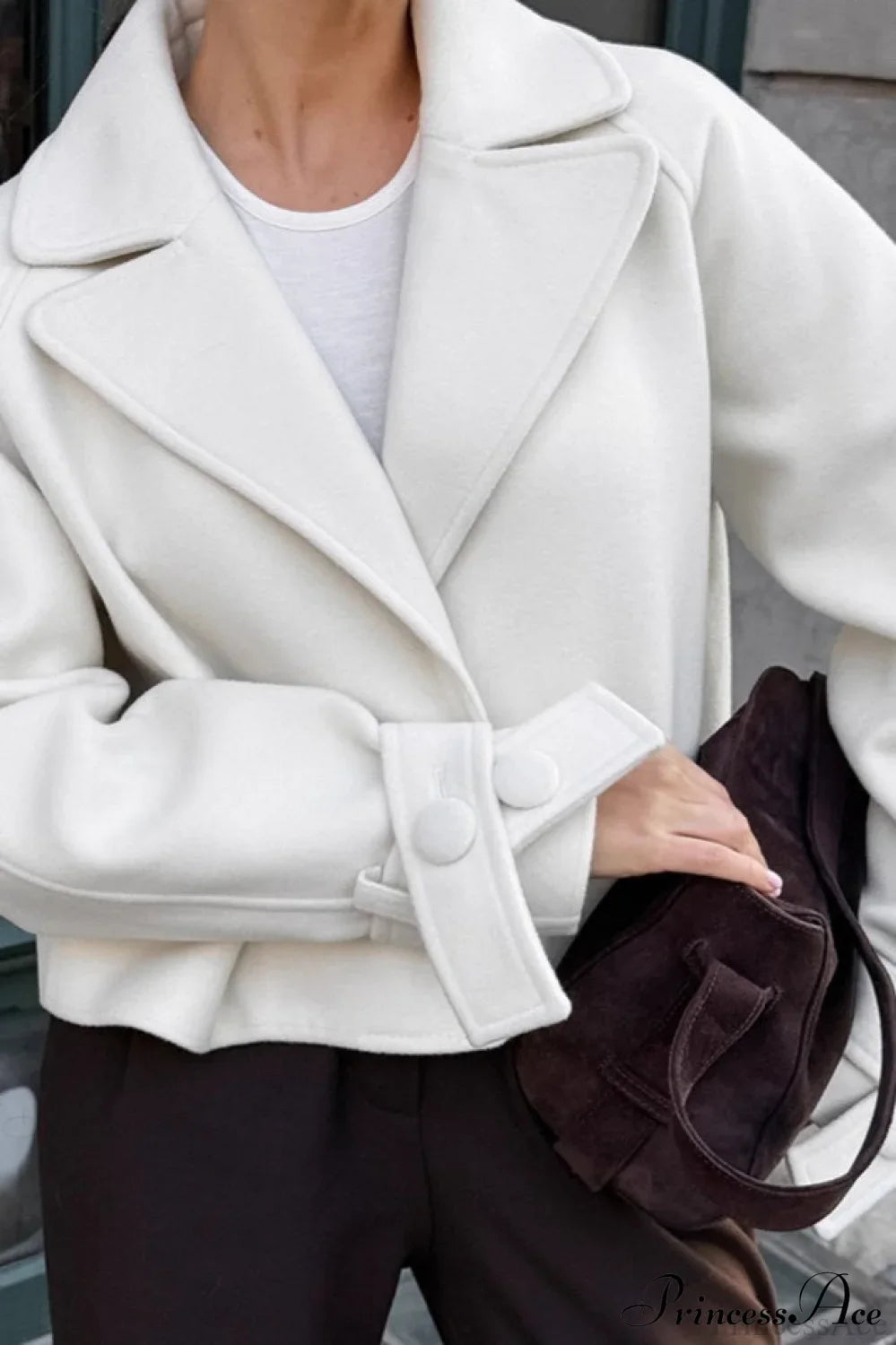Stylish Notch-Lapel Loose Wool Short Coat image 3