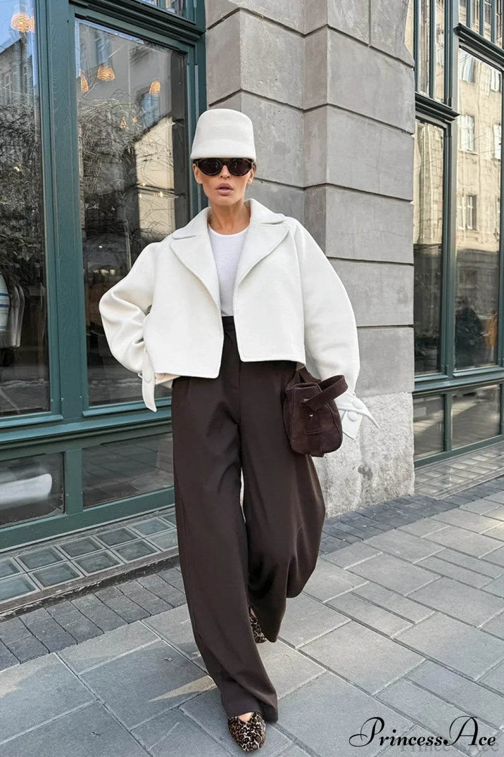 Stylish Notch-Lapel Loose Wool Short Coat image 6
