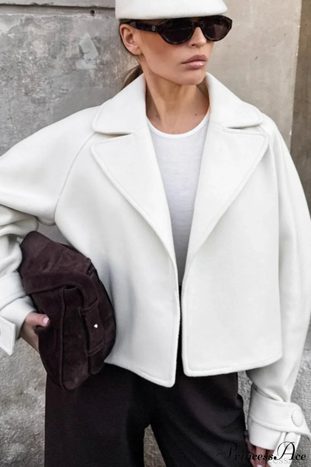 Stylish Notch-Lapel Loose Wool Short Coat image 2