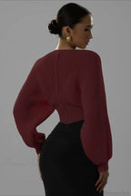 Stylish Sexy V-neck Cropped Sweater image 6