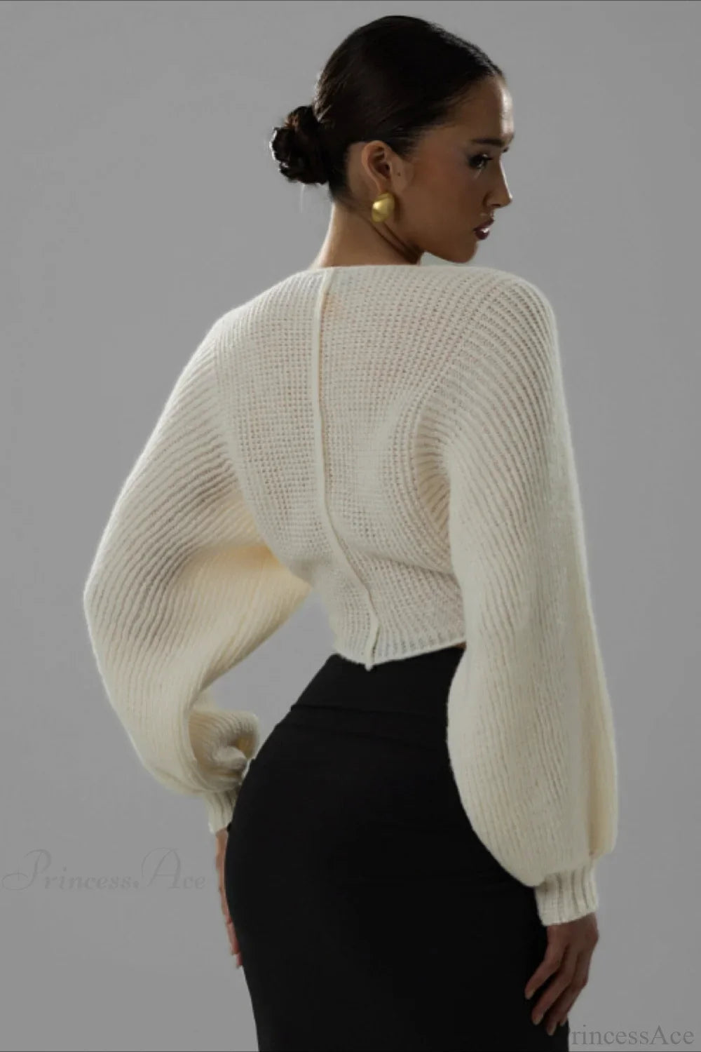 Stylish Sexy V-neck Cropped Sweater image 2