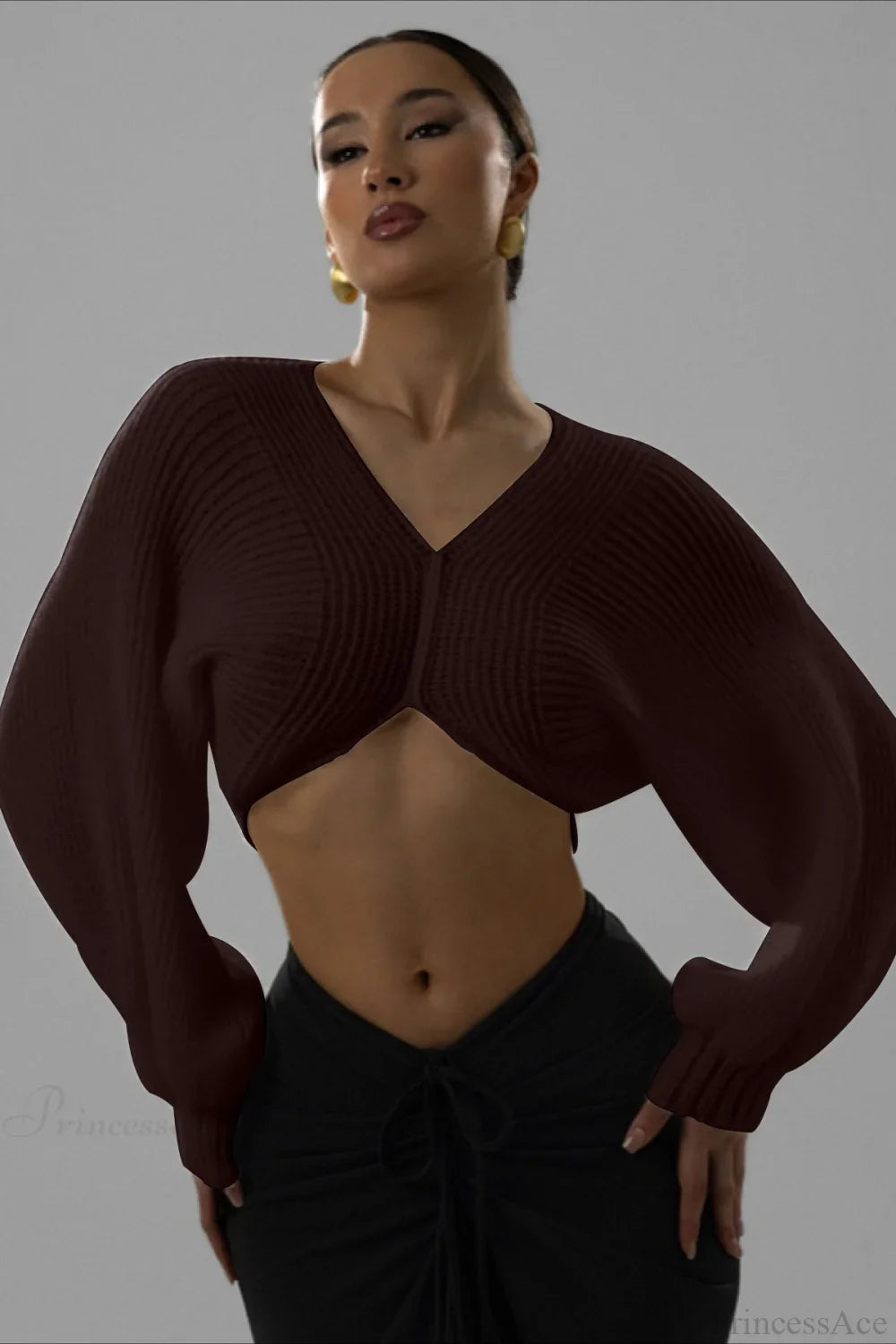 Stylish Sexy V-neck Cropped Sweater image 7