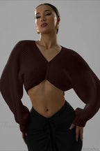 Stylish Sexy V-neck Cropped Sweater image 7