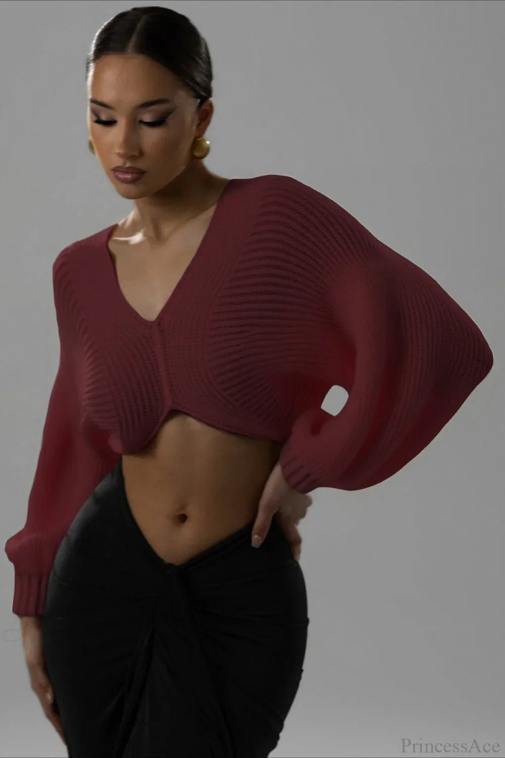 Stylish Sexy V-neck Cropped Sweater image 5