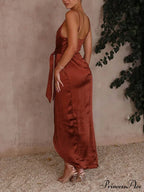 Stylish Unique Strappy Charming French Halter Midi Dresses image 6