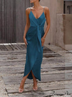 Stylish Unique Strappy Charming French Halter Midi Dresses image 3