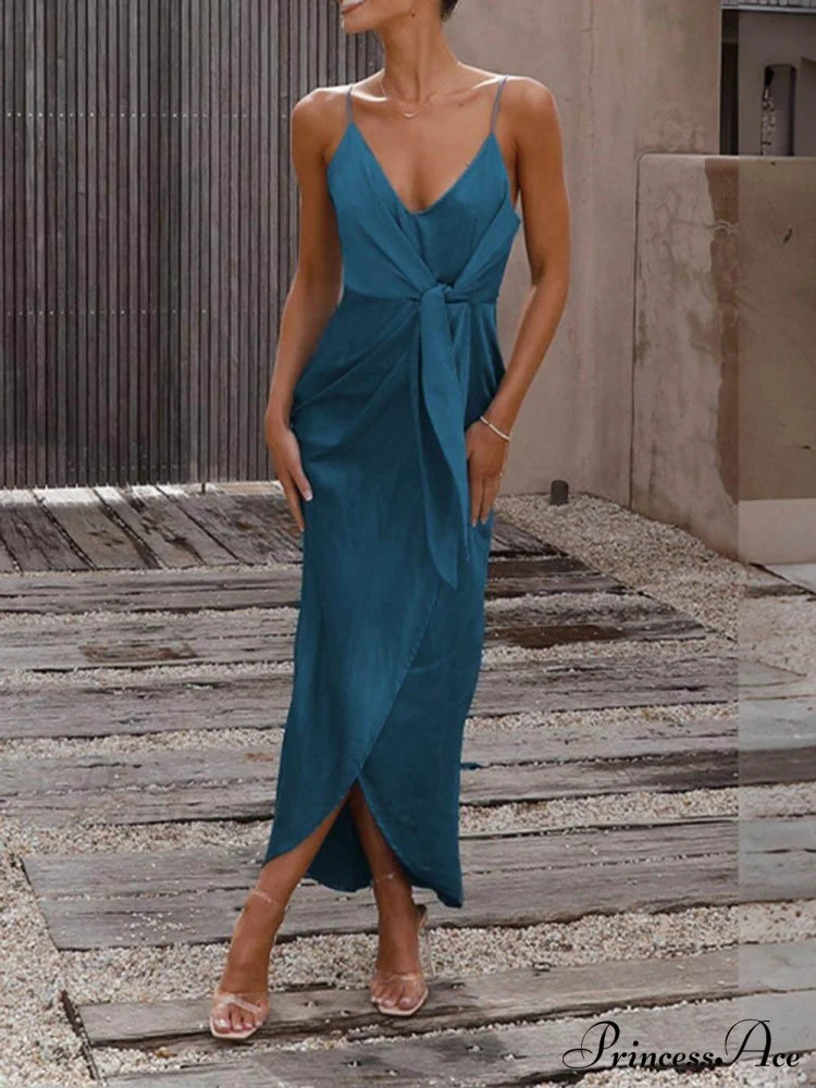Stylish Unique Strappy Charming French Halter Midi Dresses image 3