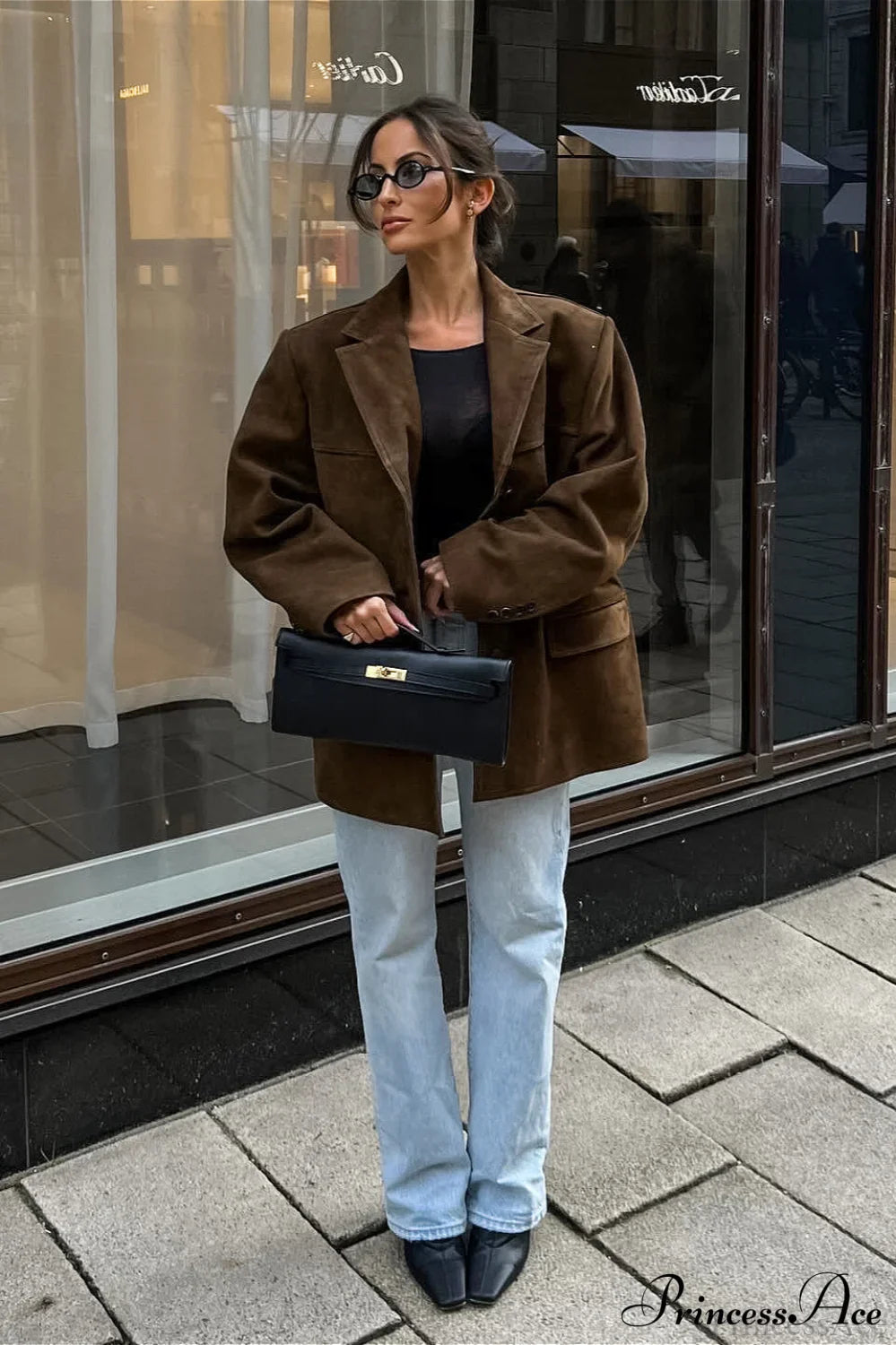Suede Lapel Casual Blazer Coat image 3
