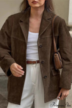 Suede Lapel Casual Blazer Coat image 1
