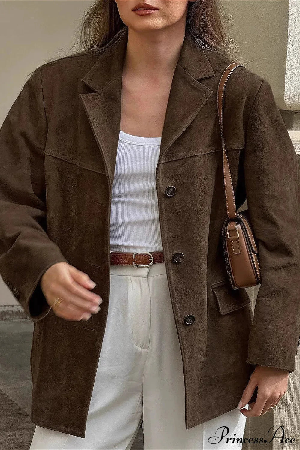 Suede Lapel Casual Blazer Coat image 1