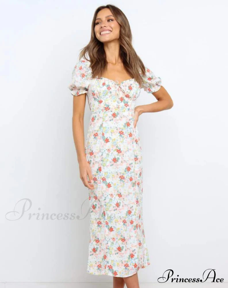 Summer Beach Sweet Dress with Puff Sleeves and Ruffles image 3