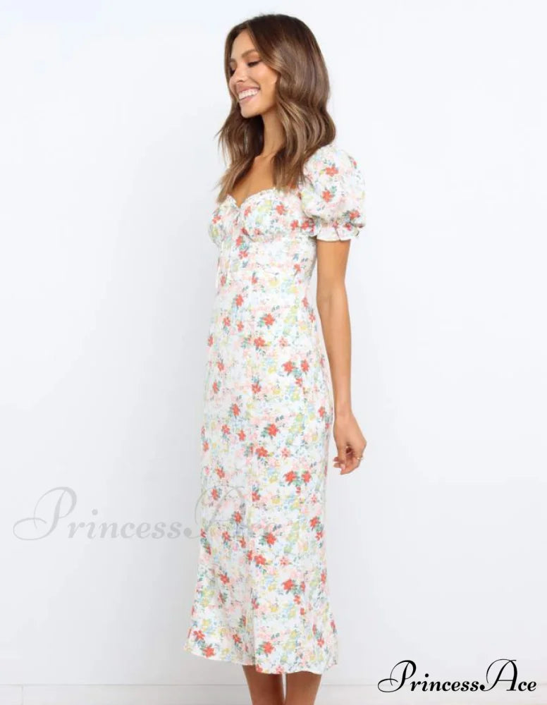 Summer Beach Sweet Dress with Puff Sleeves and Ruffles image 4