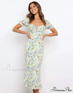 Summer Beach Sweet Dress with Puff Sleeves and Ruffles image 1