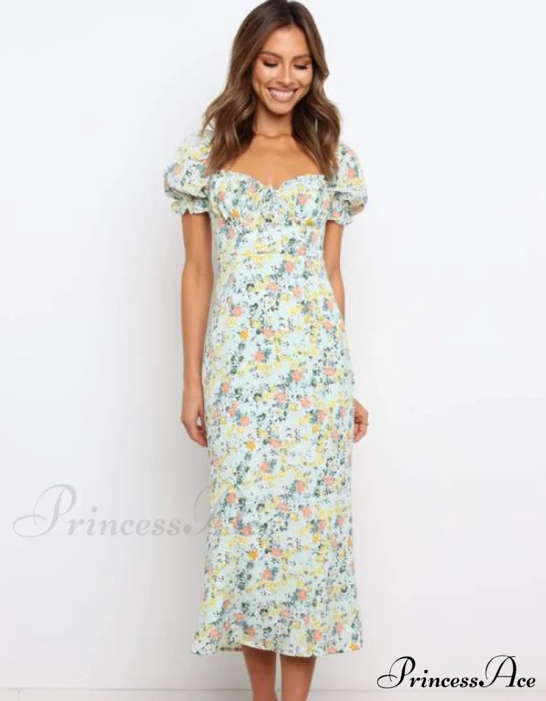 Summer Beach Sweet Dress with Puff Sleeves and Ruffles image 2