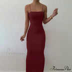 Summer Black Spaghetti Strap Backless Solid Sleeveless Elegant Party Bodycon Dress image 5