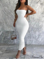 Summer Black Spaghetti Strap Backless Solid Sleeveless Elegant Party Bodycon Dress image 7