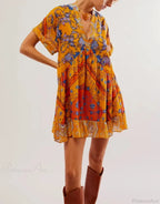 Summer Bohemian Babydoll Floral Print V-Neck Dress image 10