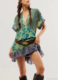 Summer Bohemian Babydoll Floral Print V-Neck Dress image 7